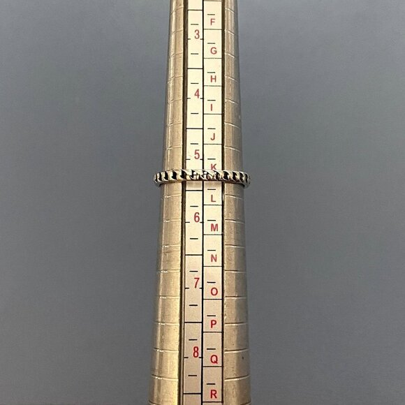 Sterling Silver 925 Dainty Minimalist Round Turquoise Twisted Band Ring Sz 5.25 - Picture 8 of 16